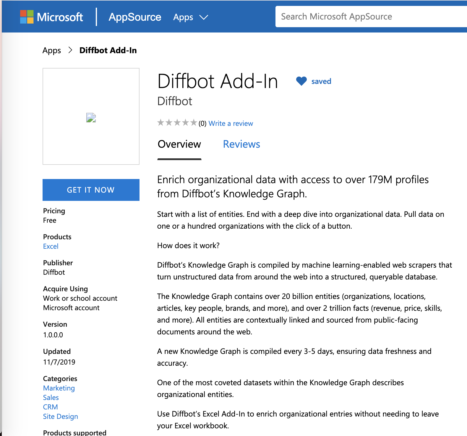 excel1.png Installation page on Microsoft Store